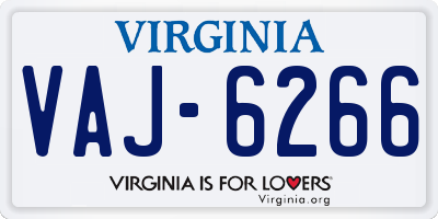 VA license plate VAJ6266