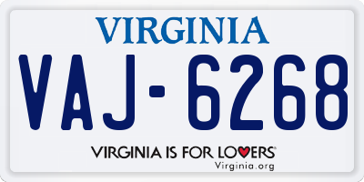 VA license plate VAJ6268