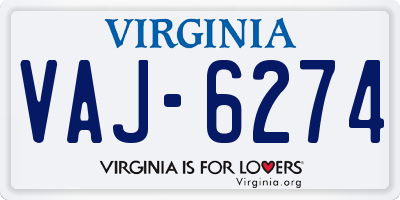 VA license plate VAJ6274