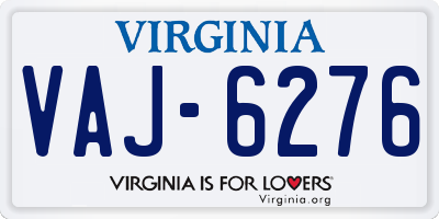 VA license plate VAJ6276