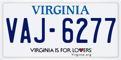 VA license plate VAJ6277