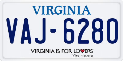 VA license plate VAJ6280