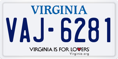 VA license plate VAJ6281