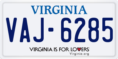 VA license plate VAJ6285