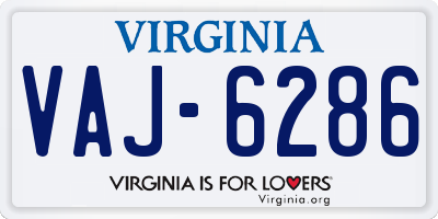VA license plate VAJ6286