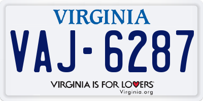VA license plate VAJ6287