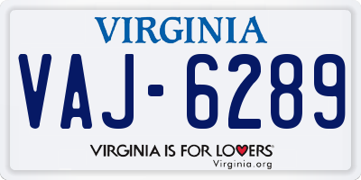 VA license plate VAJ6289