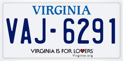 VA license plate VAJ6291