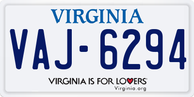 VA license plate VAJ6294