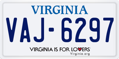 VA license plate VAJ6297