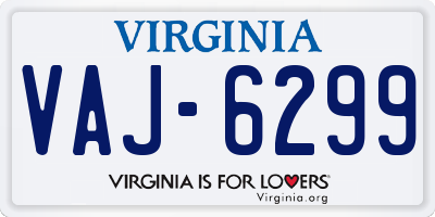 VA license plate VAJ6299