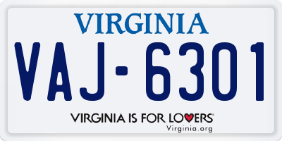 VA license plate VAJ6301