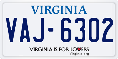VA license plate VAJ6302