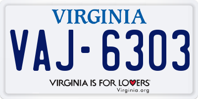 VA license plate VAJ6303