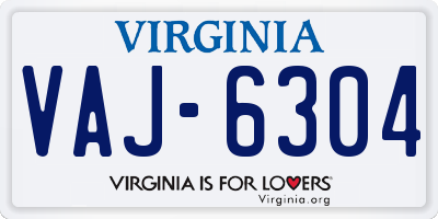 VA license plate VAJ6304