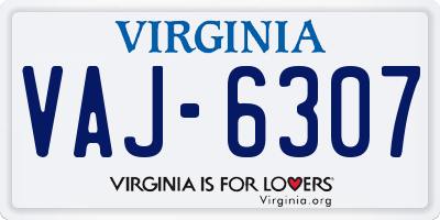 VA license plate VAJ6307