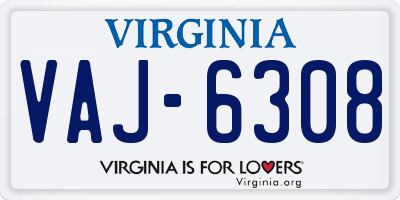 VA license plate VAJ6308