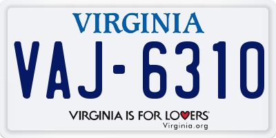 VA license plate VAJ6310