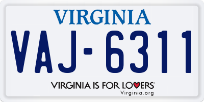 VA license plate VAJ6311