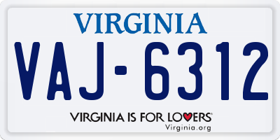 VA license plate VAJ6312