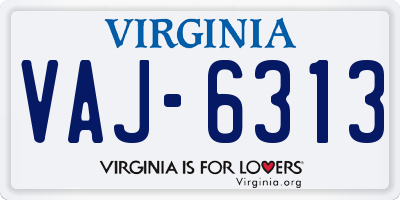 VA license plate VAJ6313