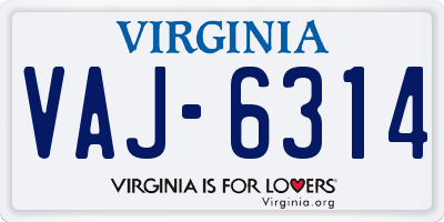VA license plate VAJ6314