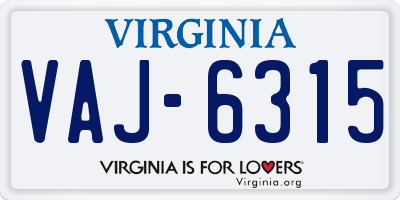 VA license plate VAJ6315