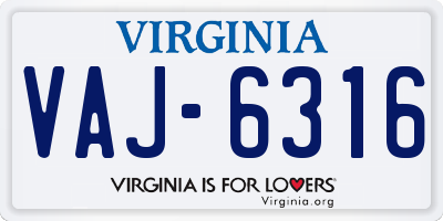VA license plate VAJ6316