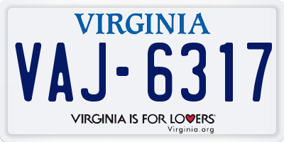 VA license plate VAJ6317