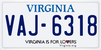VA license plate VAJ6318