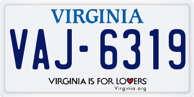 VA license plate VAJ6319