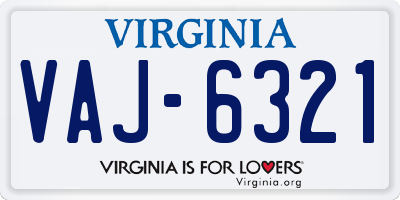 VA license plate VAJ6321