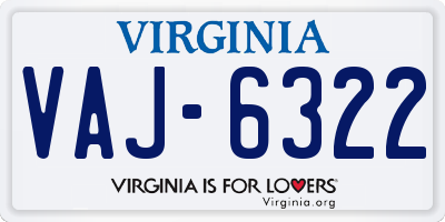 VA license plate VAJ6322