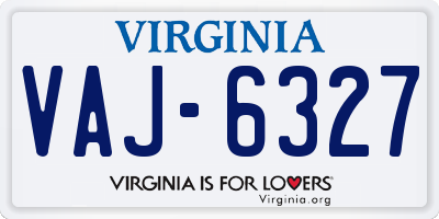 VA license plate VAJ6327