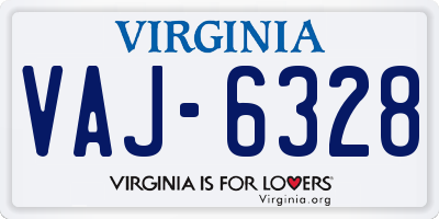 VA license plate VAJ6328