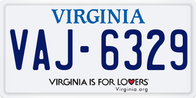 VA license plate VAJ6329