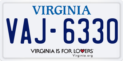 VA license plate VAJ6330