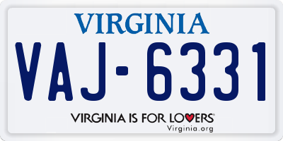 VA license plate VAJ6331
