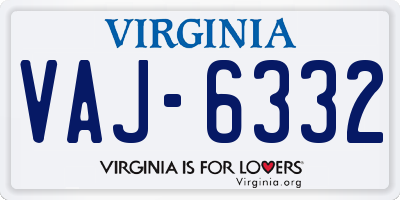 VA license plate VAJ6332