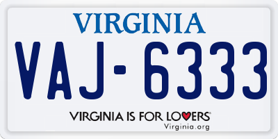 VA license plate VAJ6333