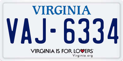 VA license plate VAJ6334