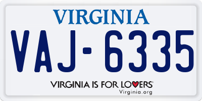 VA license plate VAJ6335
