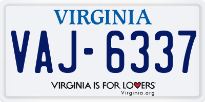 VA license plate VAJ6337