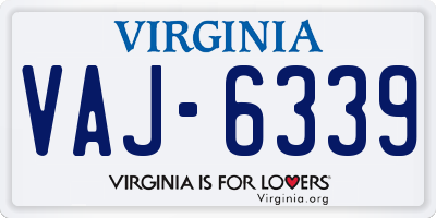 VA license plate VAJ6339