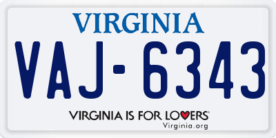 VA license plate VAJ6343