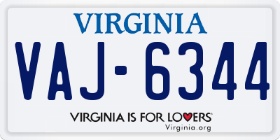 VA license plate VAJ6344