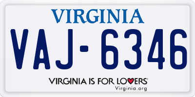 VA license plate VAJ6346