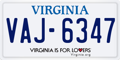 VA license plate VAJ6347