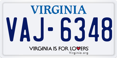 VA license plate VAJ6348