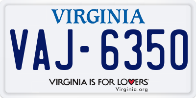 VA license plate VAJ6350